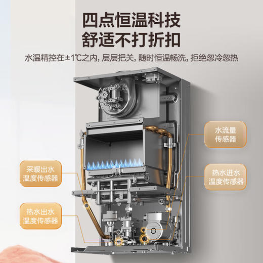 海尔（Haier）燃气壁挂炉天然气板换式采暖炉家用地暖供暖全屋热水洗浴智慧节能 五点恒温HJ5 26KW 121-180㎡ 顶配低价 商品图5