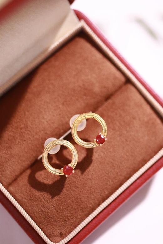 0.38ct 红宝石耳钉 商品图5