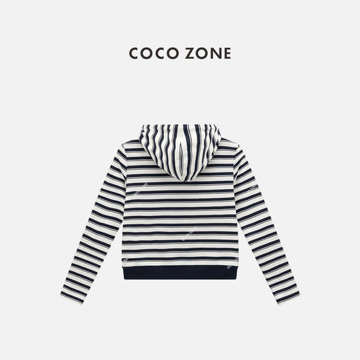 COCO ZONE 条纹连帽拉链外套简约显瘦长袖上衣CC2C1322 商品图1