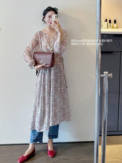 斯里兰卡裙 超美的佩斯利图案及配色印花细节流苏点缀连衣裙 花色 商品图2