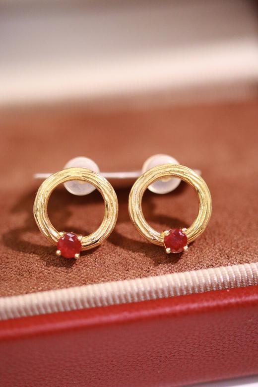 0.38ct 红宝石耳钉 商品图3