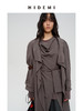 HIDEMI 极简设计感堆叠门襟可拆卸腰包多穿式宽肩廓形长款风衣 赭石红/雾霾蓝灰 商品缩略图6