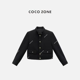 COCO ZONE 复古立领单排扣外套纯色百搭长袖上衣CC2C1289