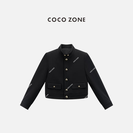 COCO ZONE 复古立领单排扣外套纯色百搭长袖上衣CC2C1289 商品图0