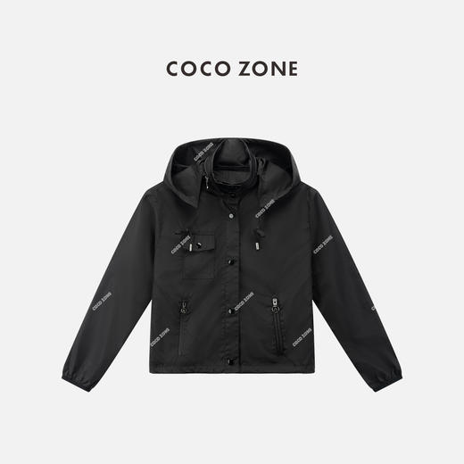 COCO ZONE 时尚立领连帽显瘦外套设计感口袋上衣CC1B1415 商品图0