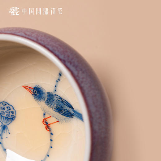 问鼎钧瓷鹅黄青花平口杯（荷塘晓色）（缺货） 商品图2