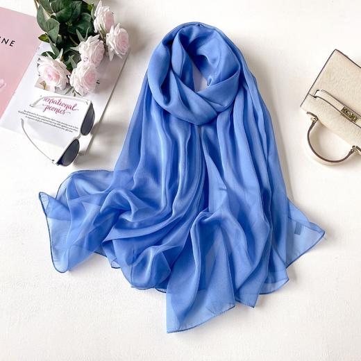 新款纯色百搭优柔纱围巾女 仿真丝韩版丝巾女 夏季防晒披肩仿沙滩巾防晒配饰时尚纱巾方巾 商品图1