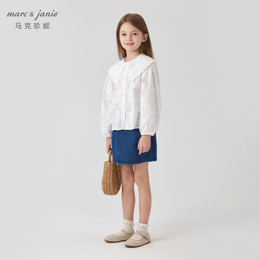 马克珍妮女童甜美立体提花衬衫儿童衬衣上衣2024年秋装新款241389 商品图1