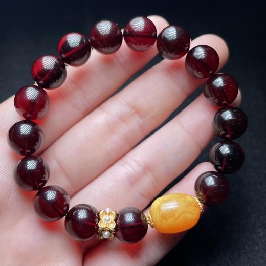 D血珀单圈-圆珠配蜜蜡枣珠约10#4C82 商品图0