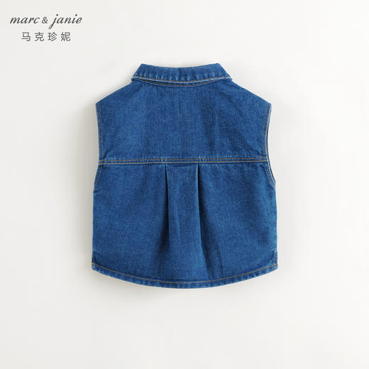 马克珍妮女童立体大口袋牛仔马甲儿童背心上衣2024秋装新款241386 商品图3