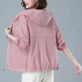 舒适好穿 简约透气防晒衣女中年妈妈夏季新款 长袖轻薄外套 宽松女装休闲连帽防晒服衫 