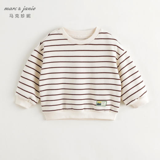 马克珍妮男童条纹圆领卫衣儿童休闲百搭上衣2024年秋装新款240997 商品图2