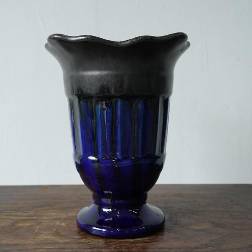 比利时1970-80s蓝黑釉陶瓷花瓶C0051 商品图0