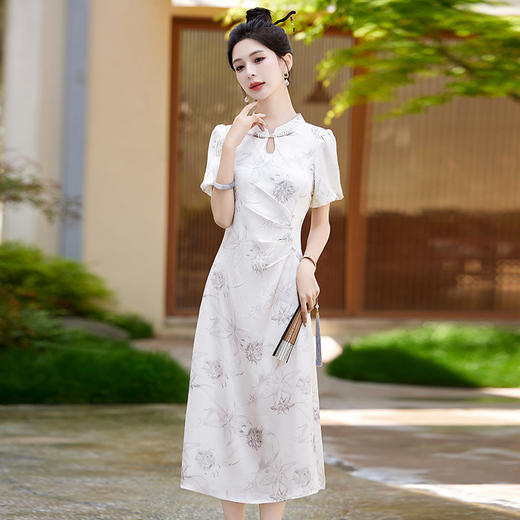 新中式改良旗袍连衣裙，收腰气质国风碎花裙HR-LNS9690 商品图1