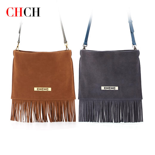 CHCH女士包袋流苏单肩包斜挎包真皮绒面女包 商品图3