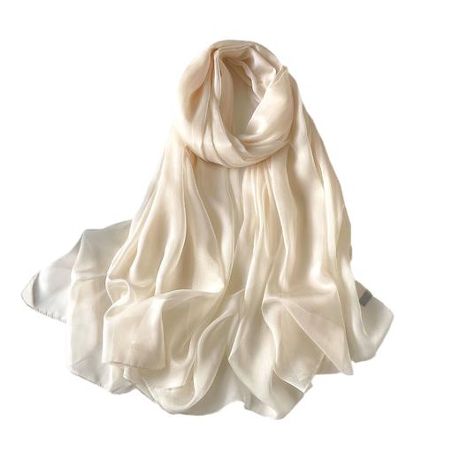 新款纯色百搭优柔纱围巾女 仿真丝韩版丝巾女 夏季防晒披肩仿沙滩巾防晒配饰时尚纱巾方巾 商品图4