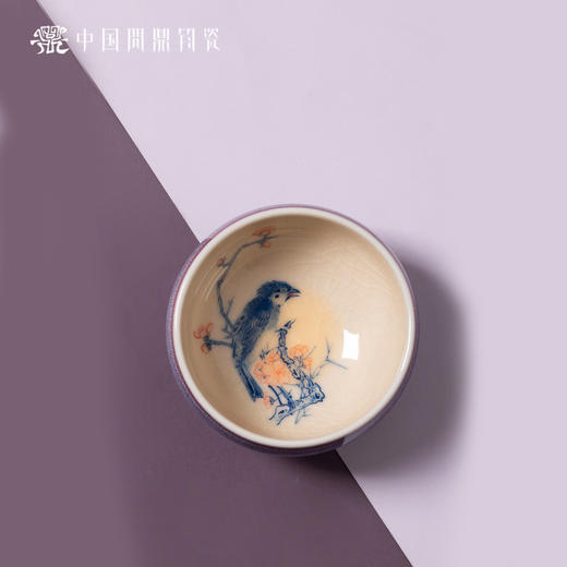 问鼎钧瓷鹅黄青花平口杯（喜鹊登梅）（缺货） 商品图1