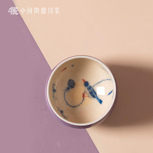 问鼎钧瓷鹅黄青花平口杯（荷塘晓色）（缺货） 商品图1