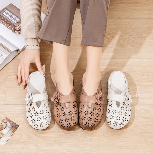 夏季镂空包头拖鞋，妈妈鞋真皮凉拖鞋 MLD2307 商品图0