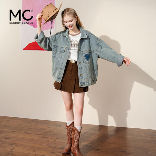 女装翻领爱心剪边牛仔外套-8736J4212017 商品图1