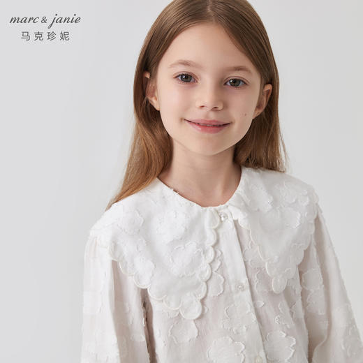 马克珍妮女童甜美立体提花衬衫儿童衬衣上衣2024年秋装新款241389 商品图4