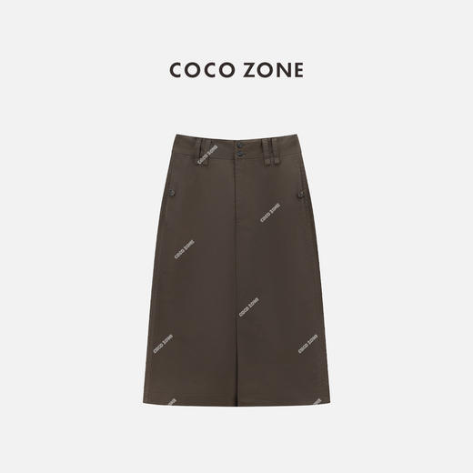 COCO ZONE 设计感百搭开叉半身裙简约时尚中长裙CC1C1720 商品图0