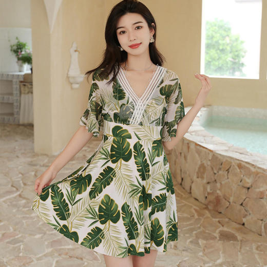 连体泳衣女士 大码加肥保守泳衣 180斤遮肉显瘦中老年妈妈温泉度假泳装 商品图2