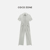 COCO ZONE 纯色翻领连衣裤百搭拉链短袖连体衣CC2B1133 商品缩略图0