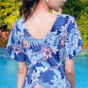 胖MM泳衣 大码显瘦时尚碎花裙式泳装 连体保守妈妈款游泳衣 中年女泳衣 商品缩略图3