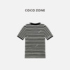 COCO ZONE 100绵羊毛条纹圆领短袖针织衫 CC1C1627 商品缩略图1