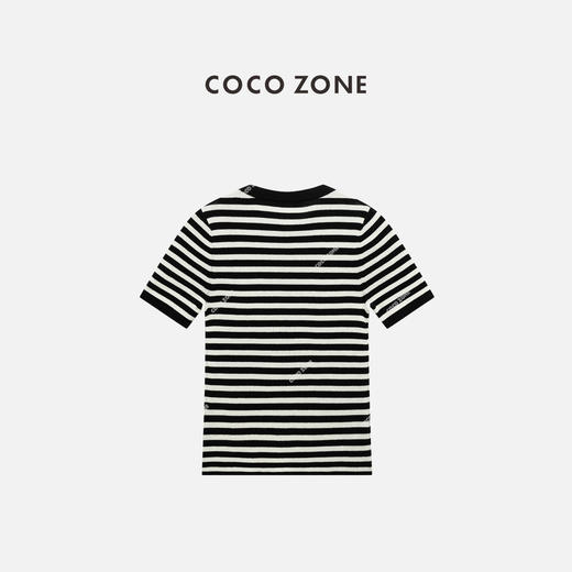COCO ZONE 100绵羊毛条纹圆领短袖针织衫 CC1C1627 商品图1