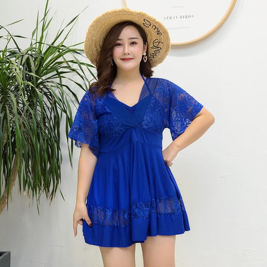 爆款特大码泳衣女200斤 分体保守遮肉 宽松胖mm加肥加大温泉泳装 商品图2