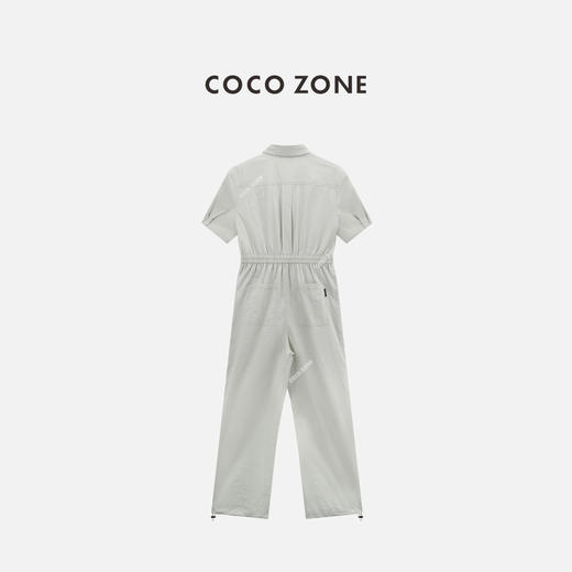 COCO ZONE 纯色翻领连衣裤百搭拉链短袖连体衣CC2B1133 商品图1