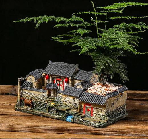 中式禅意复古花盆造景盆器桌面微景观室内盆栽文竹菖蒲盆景植物盆 商品图3