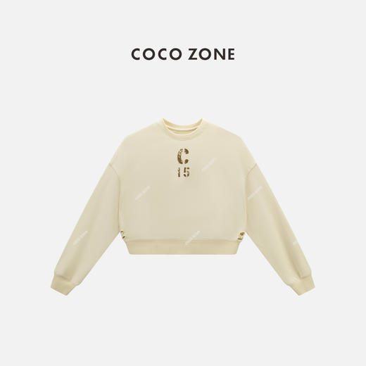 COCO ZONE 100棉字母长袖卫衣百搭圆领上衣CC2C1393 商品图0