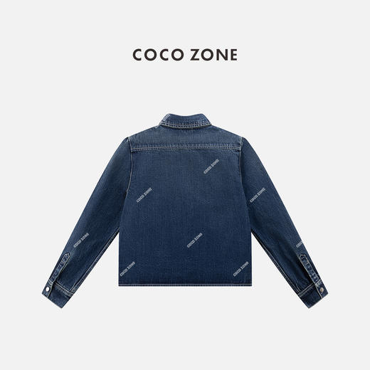 COCO ZONE 复古翻领单排扣牛仔衬衫百搭长袖上衣CC1B1509 商品图1