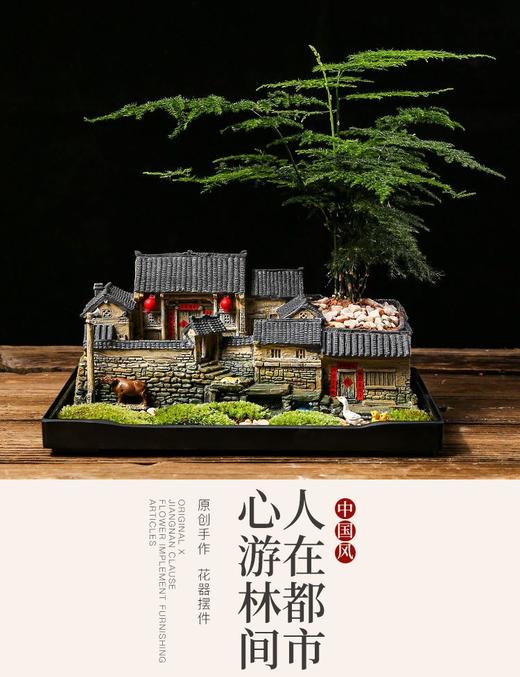 中式禅意复古花盆造景盆器桌面微景观室内盆栽文竹菖蒲盆景植物盆 商品图4