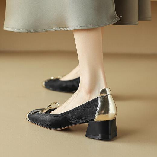 【预售5天】温柔粗跟高跟鞋，小香风浅口香槟色单鞋NDXC&6733 商品图4