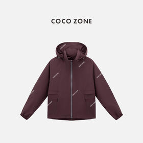 COCO ZONE 简约抽绳连帽外套撞色拉链休闲上衣CC2B1179