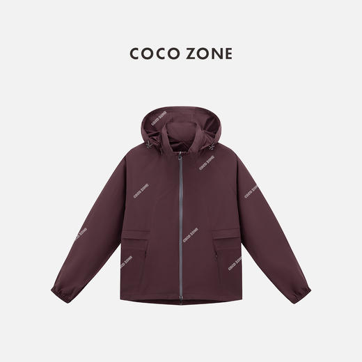 COCO ZONE 简约抽绳连帽外套撞色拉链休闲上衣CC2B1179 商品图0