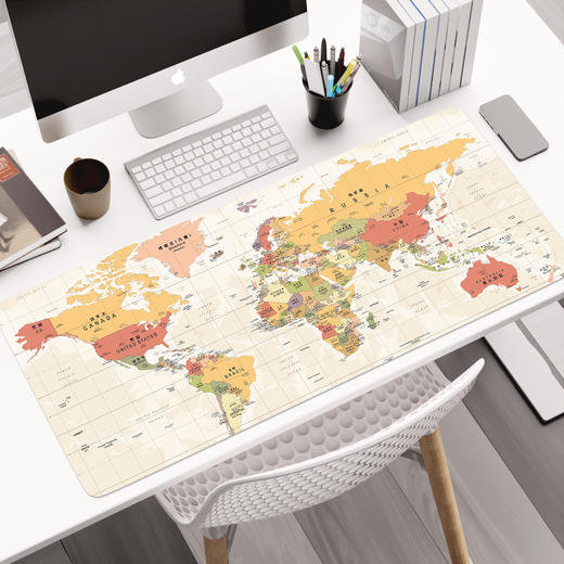 超大号鼠标垫世界地图电脑l办公桌垫加厚锁边书桌垫滑鼠垫 商品图1