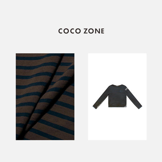 COCO ZONE 时尚条纹长袖T恤百搭圆领休闲上衣CC2C1560 商品图2
