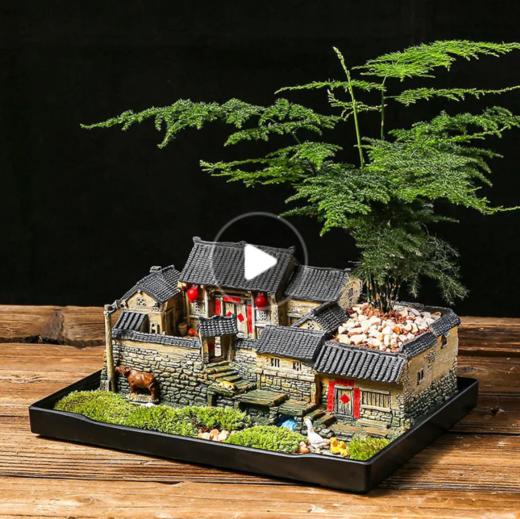 中式禅意复古花盆造景盆器桌面微景观室内盆栽文竹菖蒲盆景植物盆 商品图2