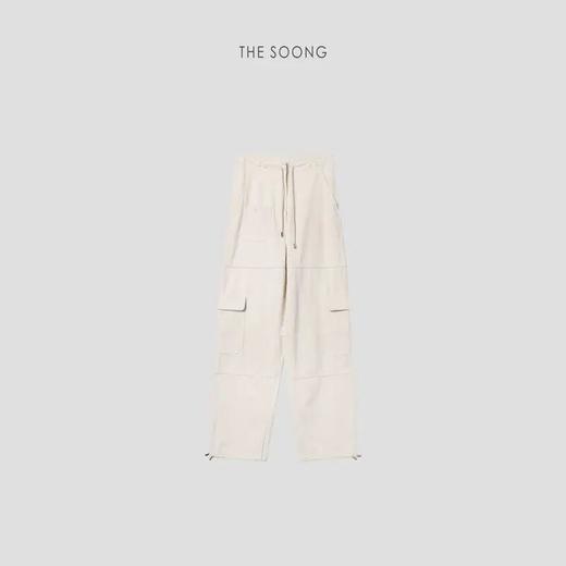THESOONG|奎因假日100%原胚棉籽壳棉高腰斜纹抽绳时髦工装裤HWKZ4567 商品图0