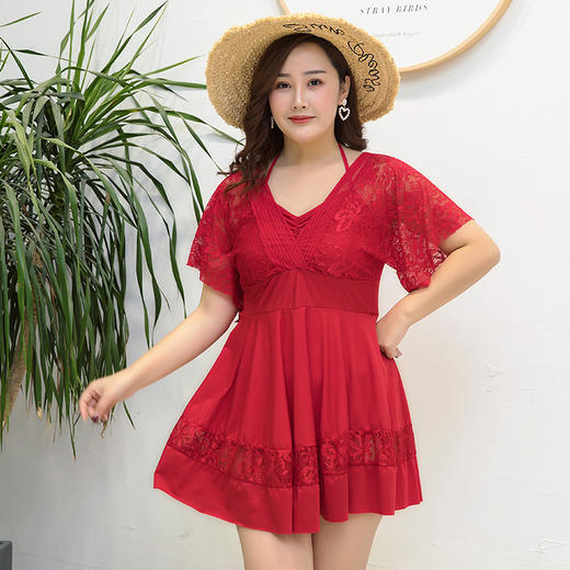 爆款特大码泳衣女200斤 分体保守遮肉 宽松胖mm加肥加大温泉泳装 商品图3