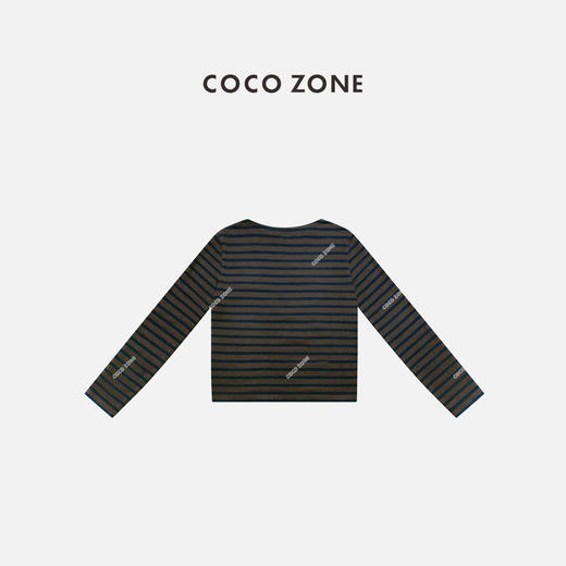COCO ZONE 时尚条纹长袖T恤百搭圆领休闲上衣CC2C1560 商品图1