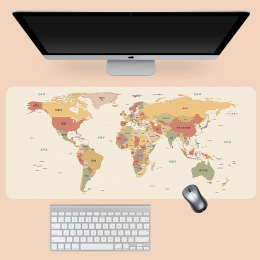 超大号鼠标垫世界地图电脑l办公桌垫加厚锁边书桌垫滑鼠垫 商品图6