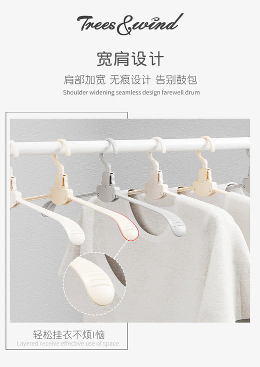 💥💰39.9得30个！居家出游100%得用上🥼 没有比这更方便的衣架了  【Trees&wind防风秒折叠衣架】🔺一按就收，一撑即晾 商品图2