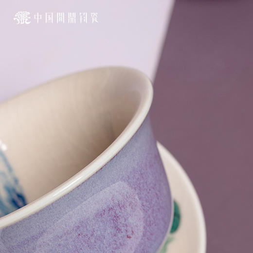 问鼎钧瓷鹅黄五彩青花三才盖碗（清夏） （缺货） 商品图4