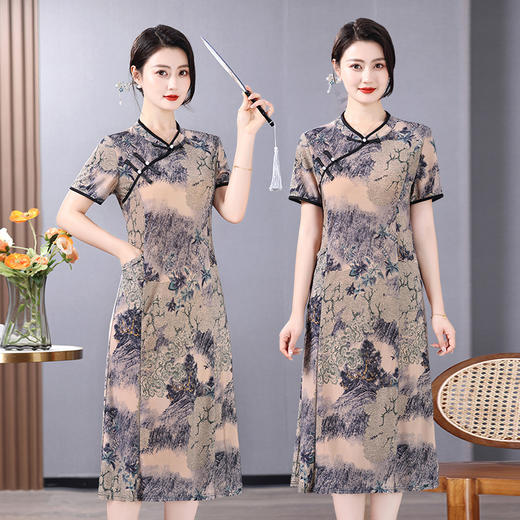 MC 2438妈妈夏装连衣裙国风改良旗袍裙 商品图0